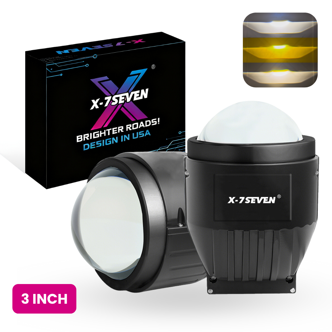 X-7SEVEN F49 Fog Light Plug and Play Bi-LED Projector Lens 3.0'' Direct Fit DIY Fog Light Replacement Upgrade