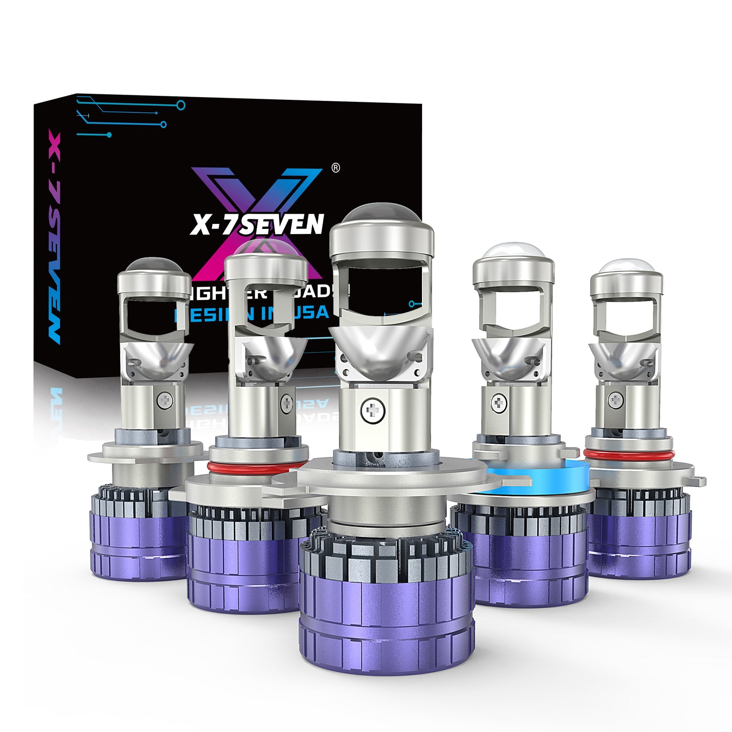 X-7SEVEN H4 Hi/Lo Beam X-Lumino Pro Series 120W 24000LM LHD RHD H4 Mini Bi-LED Projector Lens for Car and Motorcycle