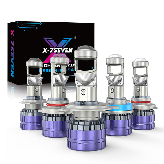 X-7SEVEN H4 Hi/Lo Beam X-Lumino Pro Series 120W 24000LM LHD RHD H4 Mini Bi-LED Projector Lens for Car and Motorcycle