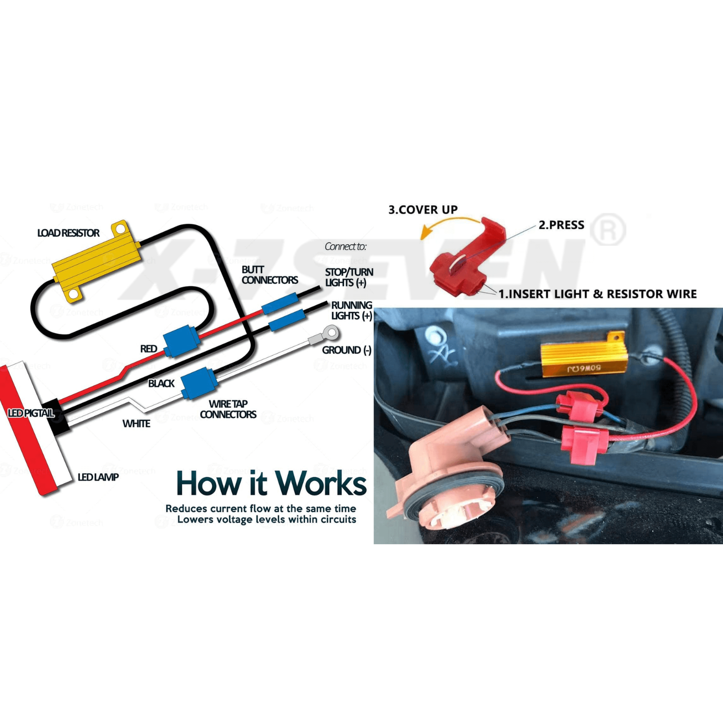 X-7SEVEN Load Resistor -Set- to eliminate Hyper Flashing on LED Turn Signal